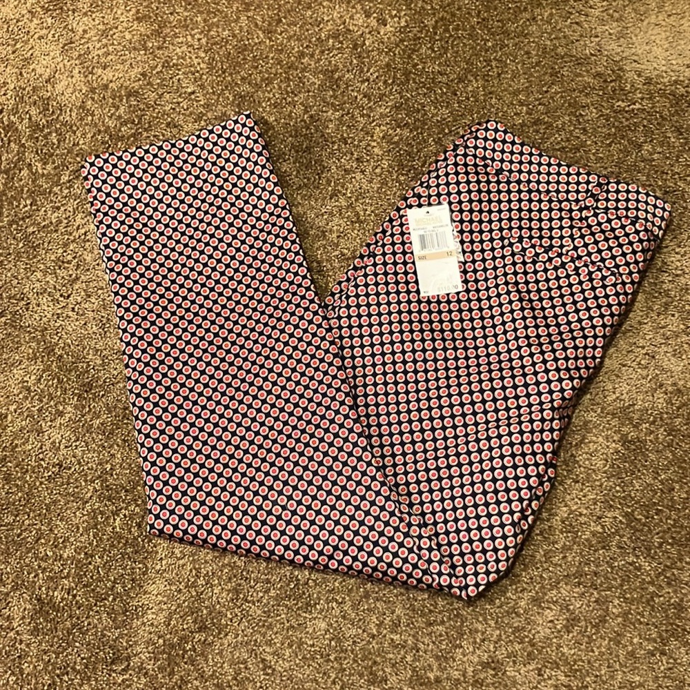 MICHAEL KORS. NAVY, RED & WHITE DRESS SLACKS. SIZE 12. NICE FABRIC. HAS POCKETS.